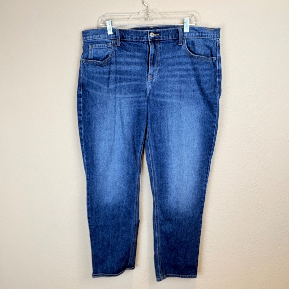 Old Navy Women 16 Wow Boyfriend Jeans Blue Mid Rise Stretch Straight Leg